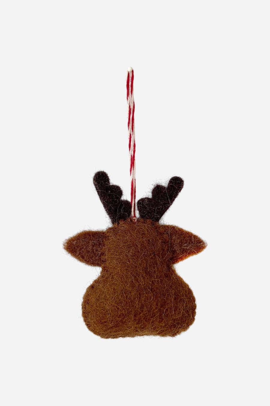 Ornaments 4 Orphans Red Nose Reindeer Head Felt Wool Ornament – back view