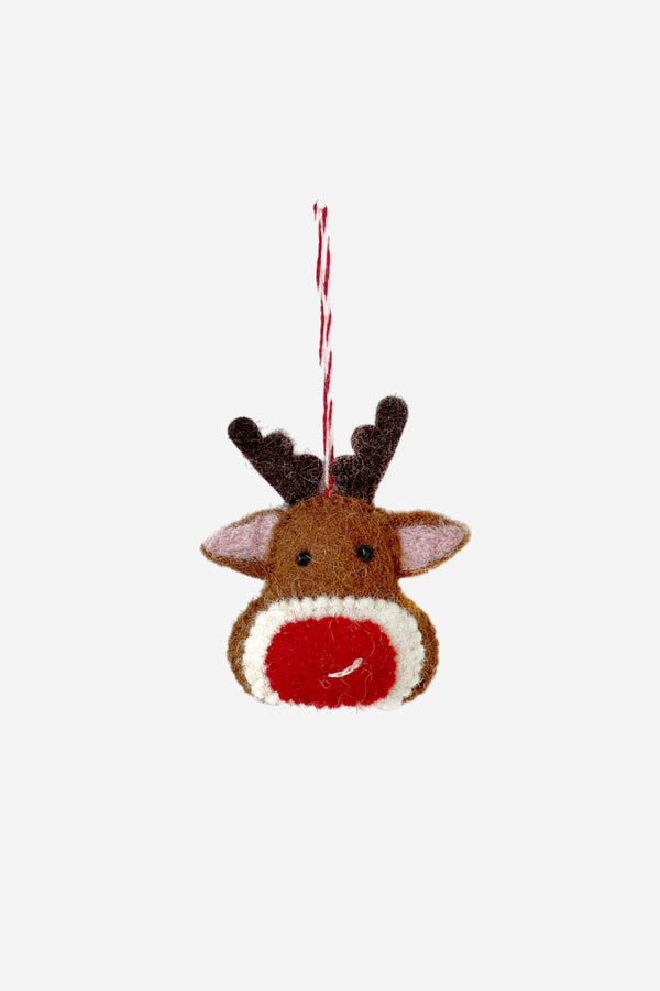 Ornaments 4 Orphans Red Nose Reindeer Head Felt Wool Ornament