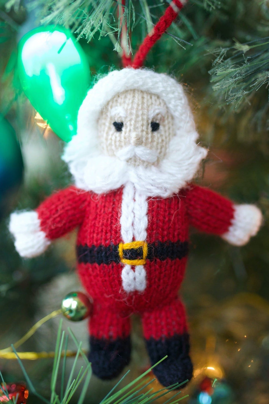 Ornaments 4 Orphans Santa Knit Wool Ornament – back view
