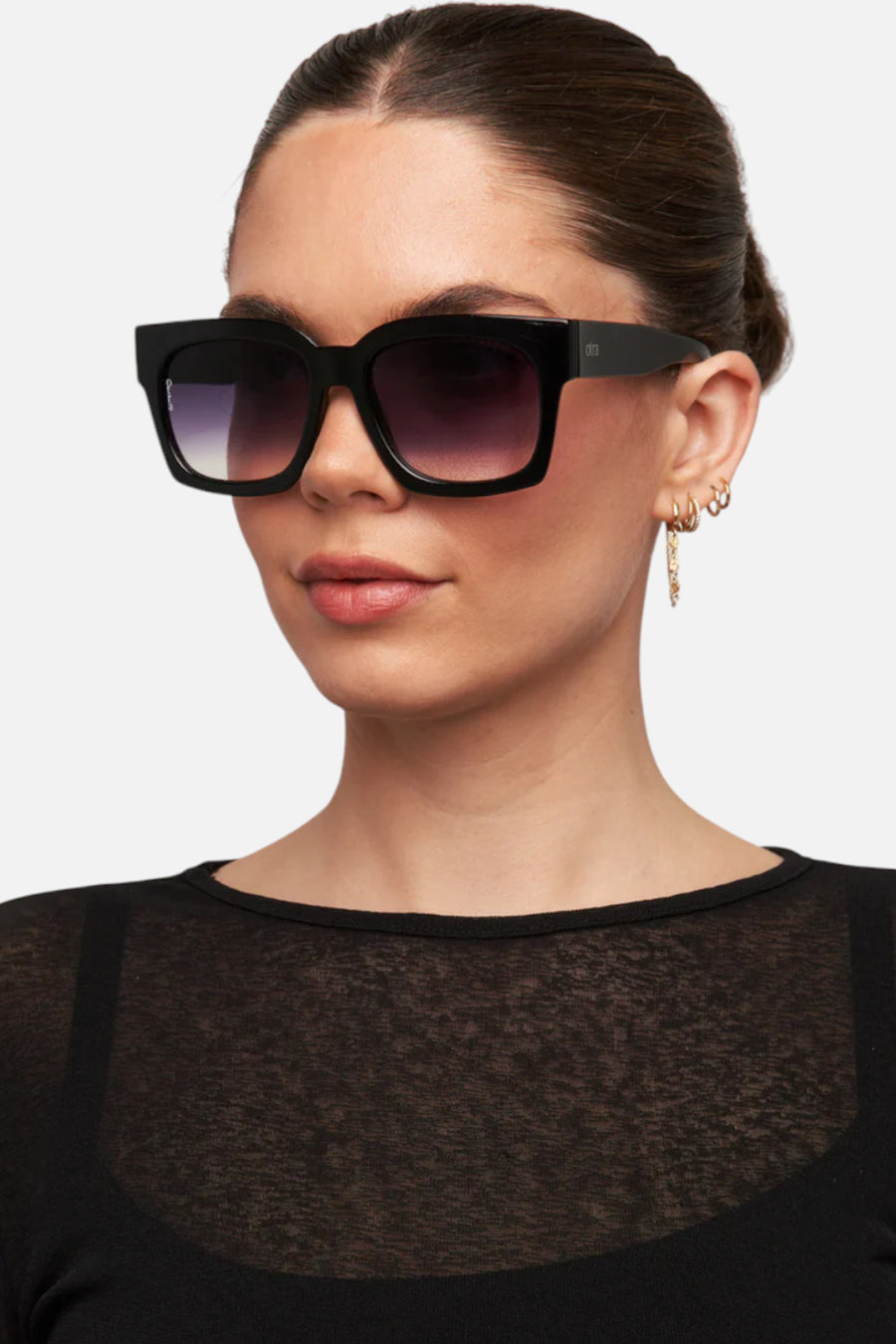 OTRA Eyewear Alba in Black & Smoke Fade – side view