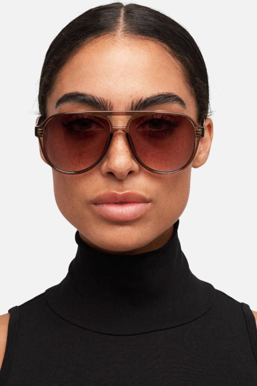 Otra Eyewear Stevie Sunglasses in Transition Olive/Brown Fade – back view