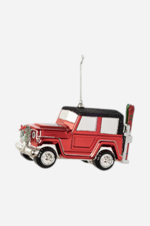 Oversized Jeep with Skis Ornament