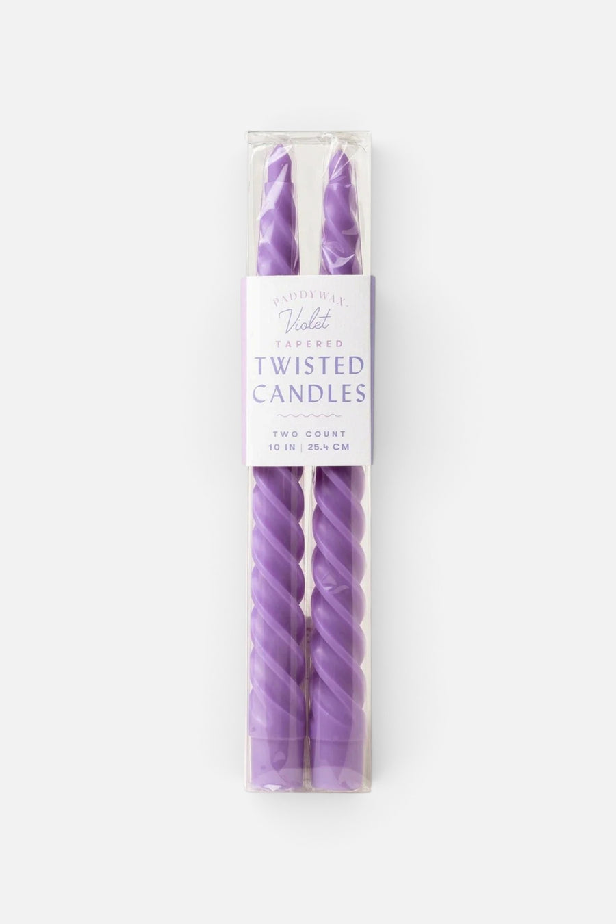 Paddywax Twisted Taper Candle in Violet, Set of 2 – front view
