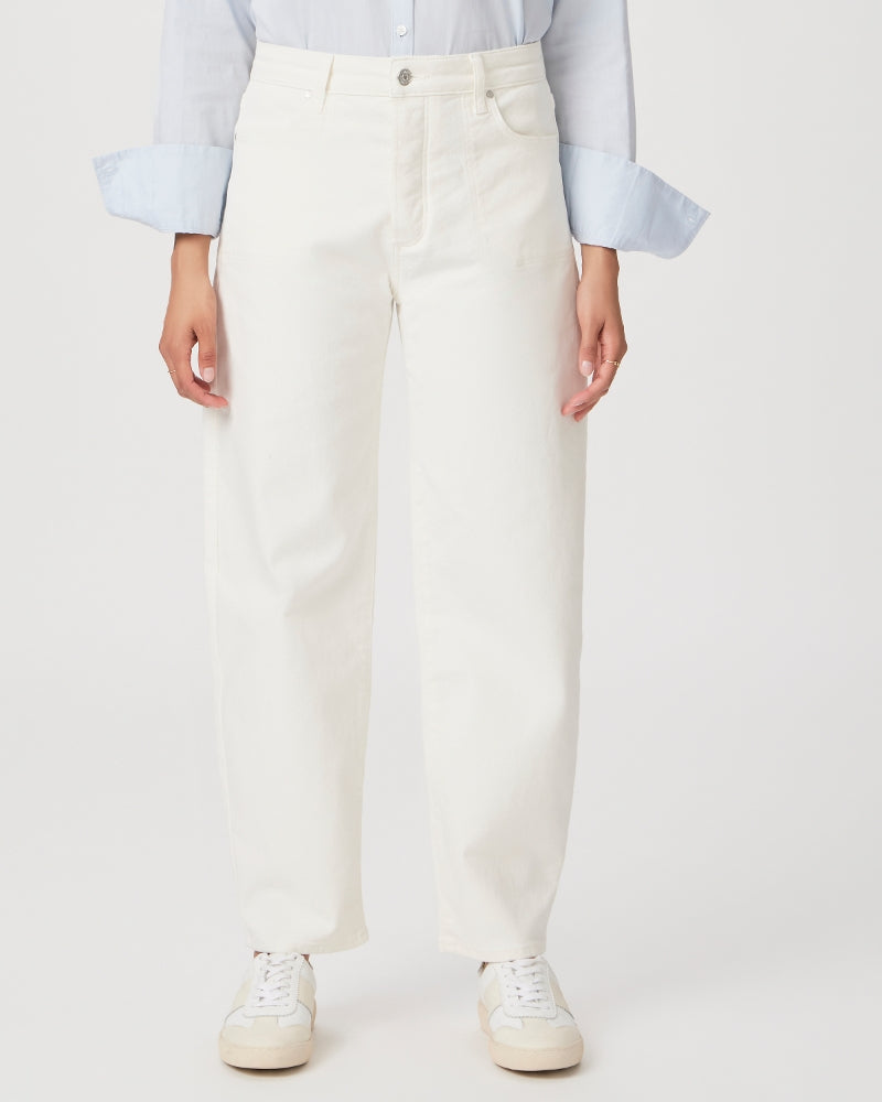Paige Alexis Covered Button Fly Pants in Tonal Ecru – back view