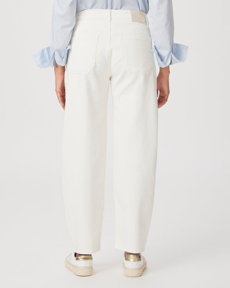 Paige Alexis Covered Button Fly Pants in Tonal Ecru – detail