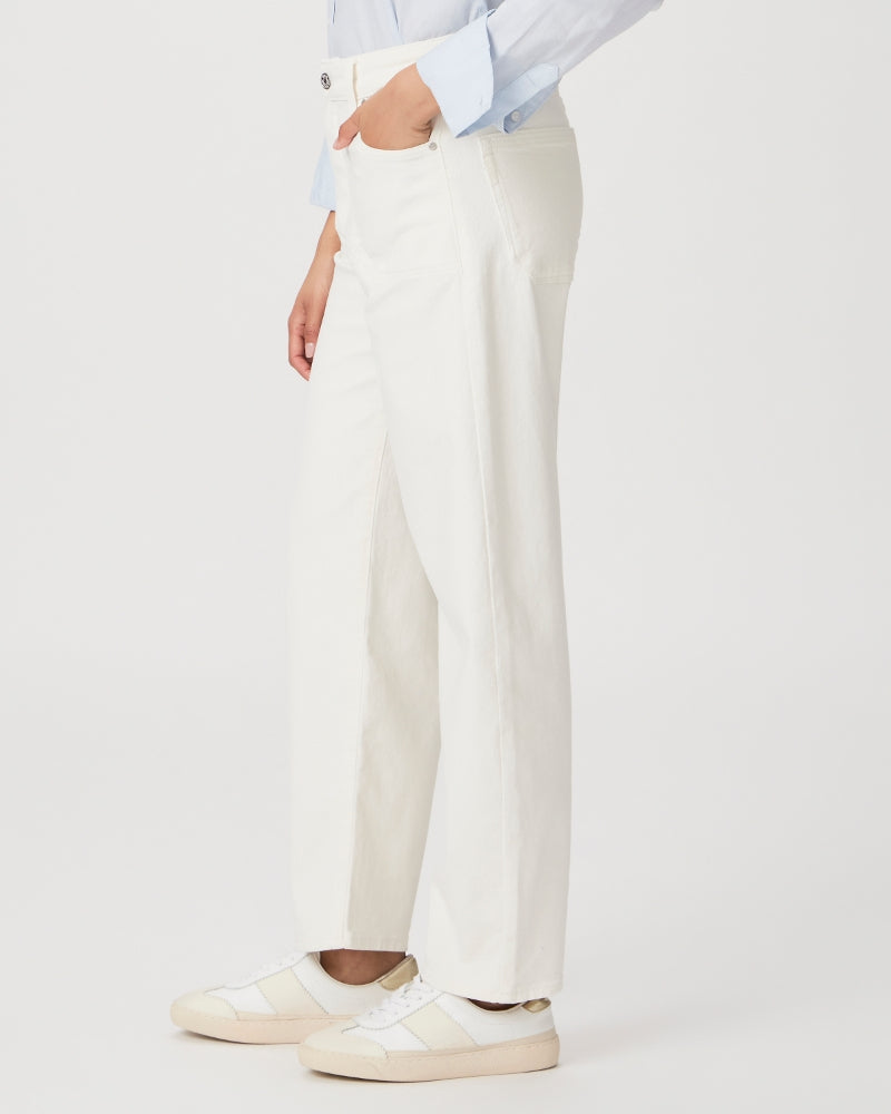Paige Alexis Covered Button Fly Pants in Tonal Ecru – side view