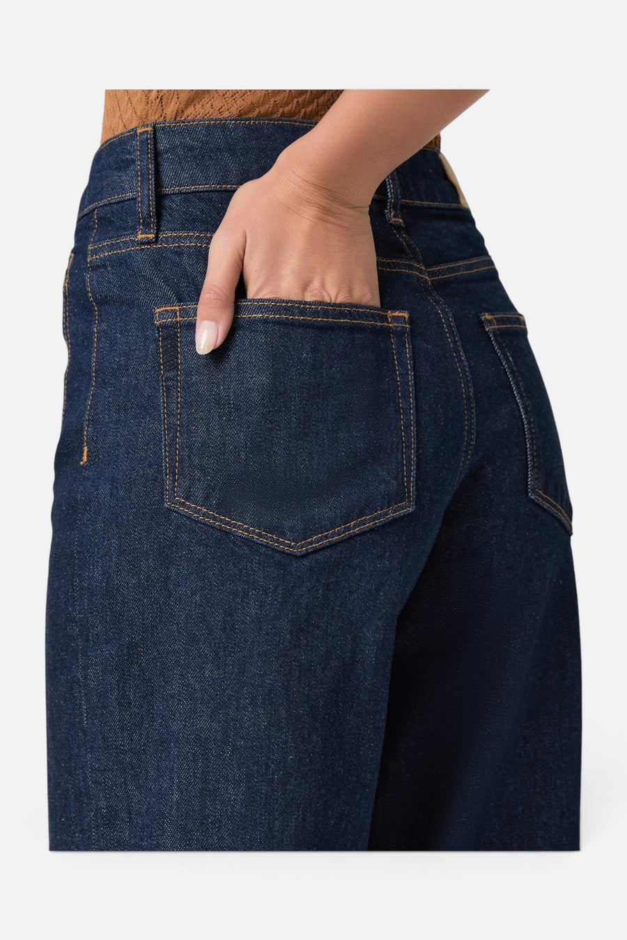 Paige Anessa 31" Welt Stitch Wide Leg Jean in Amora – detail