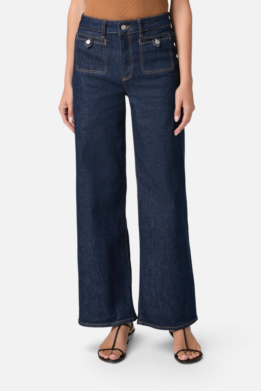 Paige Anessa 31" Welt Stitch Wide Leg Jean in Amora – front view