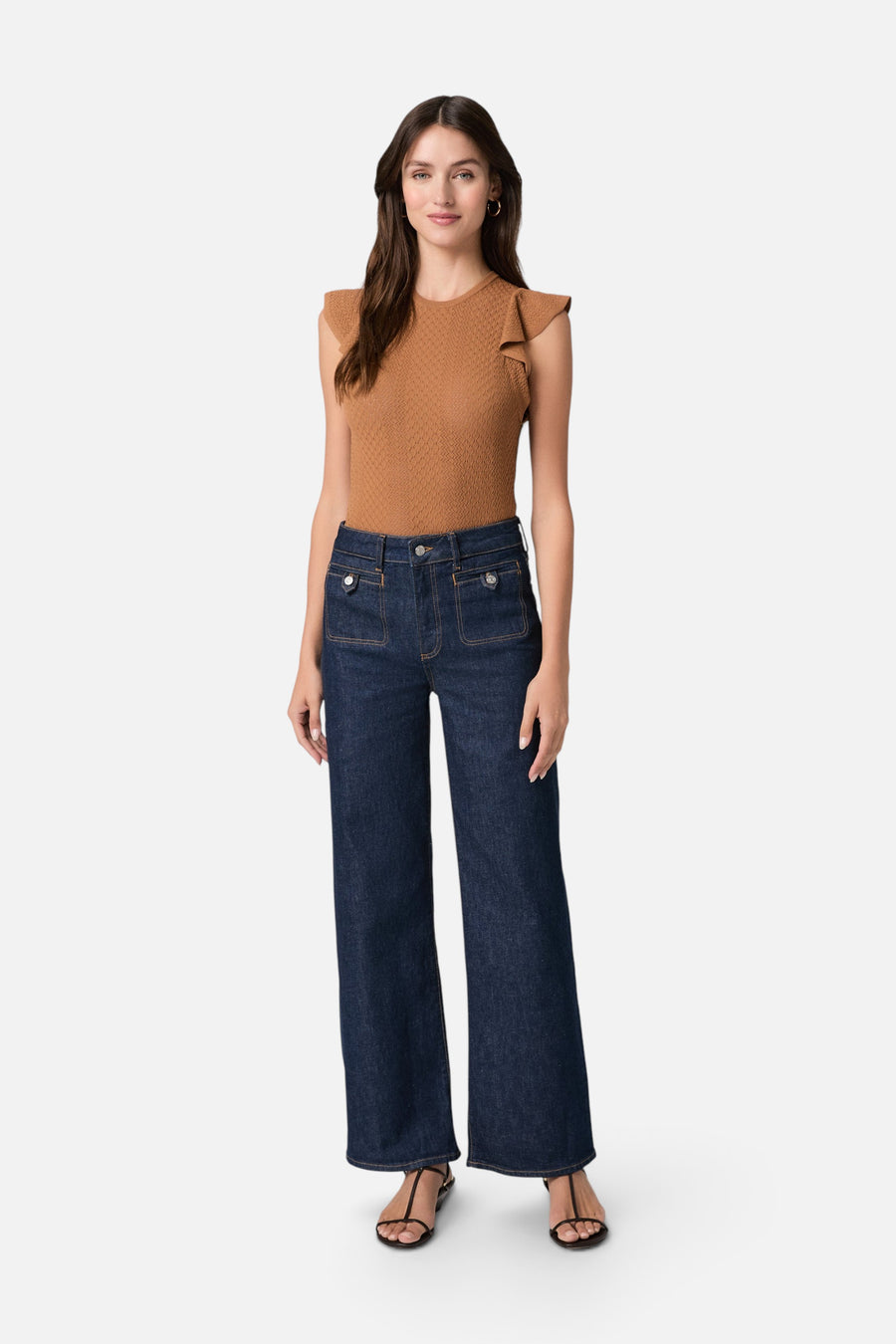 Paige Anessa 31" Welt Stitch Wide Leg Jean in Amora – full length