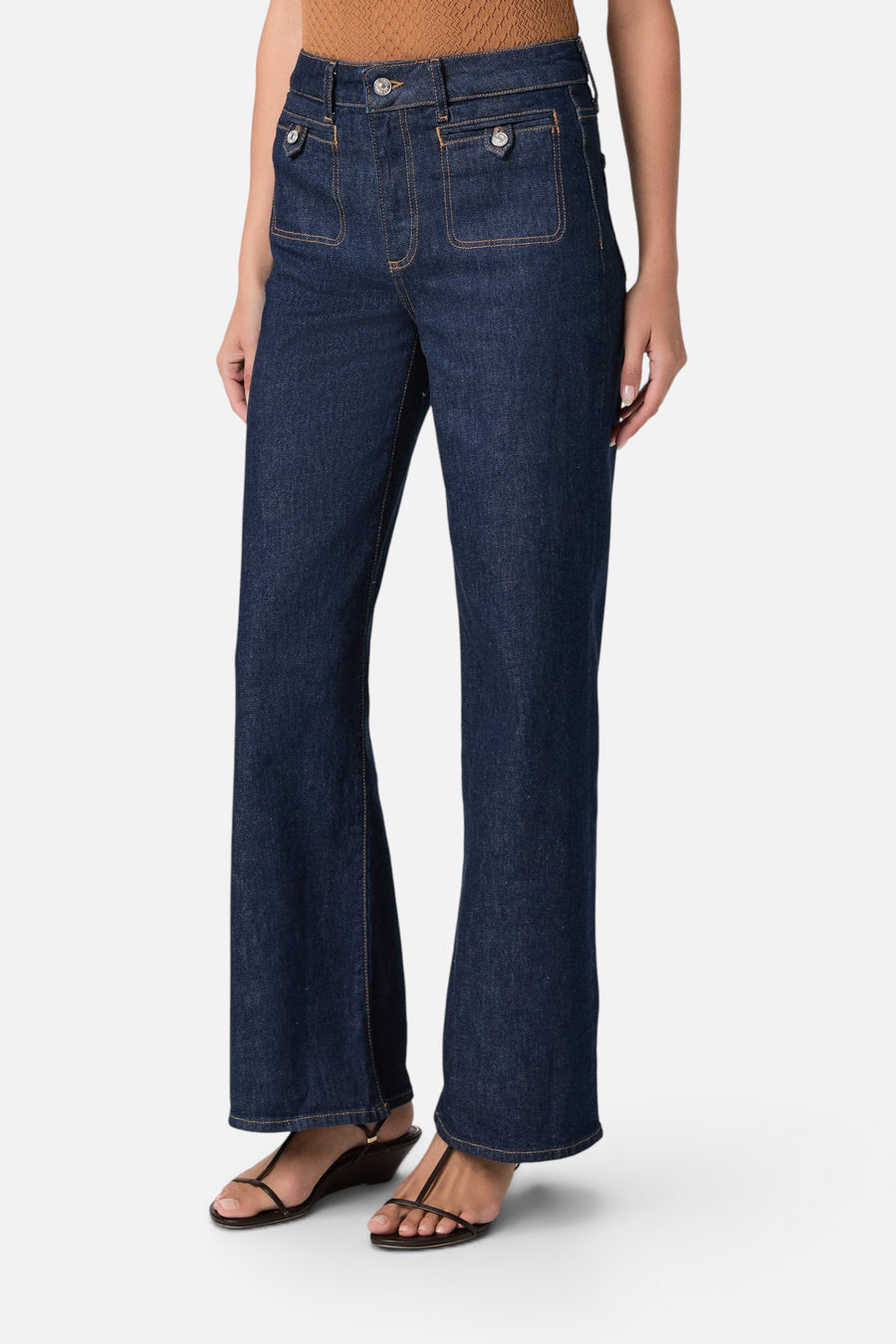 Paige Anessa 31" Welt Stitch Wide Leg Jean in Amora – side view