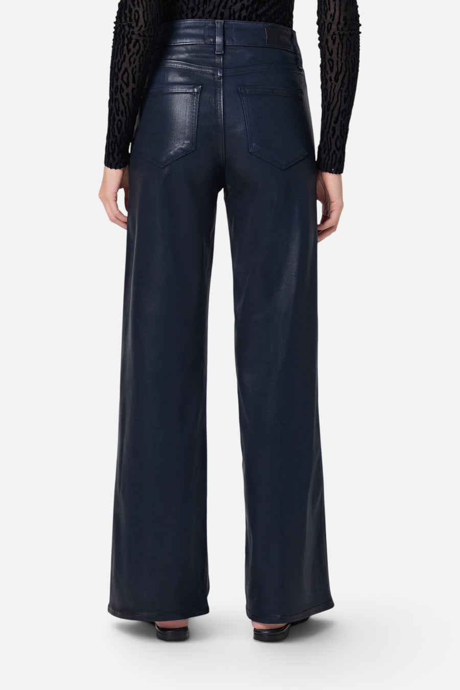 Paige Anessa 31" Wide Leg Jean in Navy Seascape Luxe Coating – back view