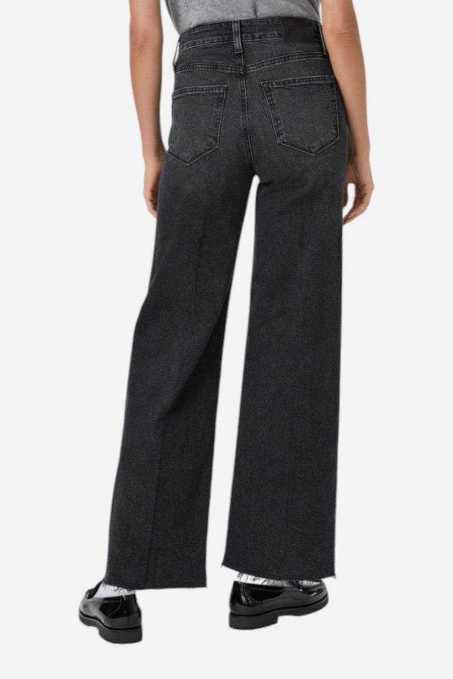 Paige Anessa 31" Wide Leg Jean in Viper Black Distressed – side view