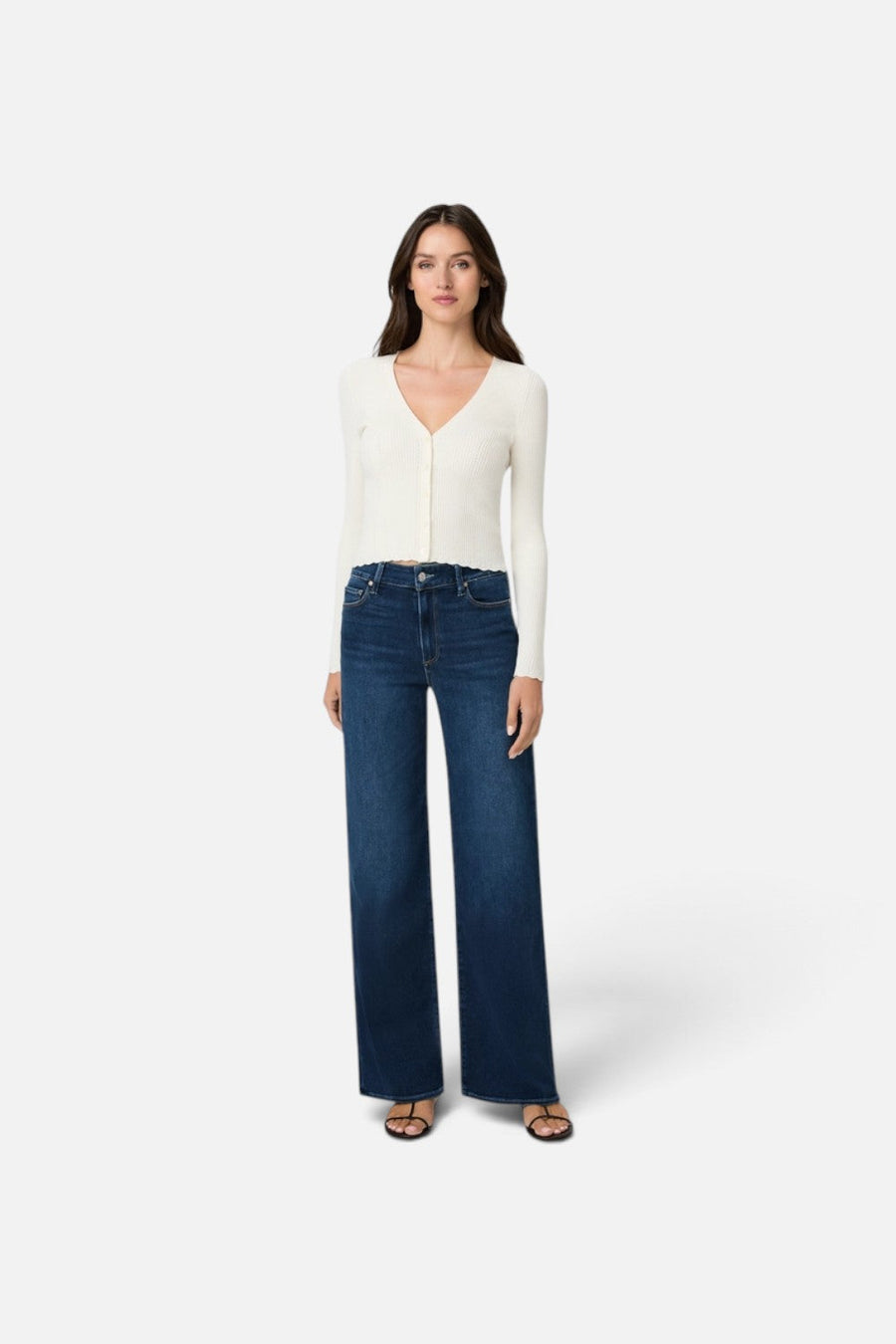 Paige Anessa High-Rise Wide Leg 33" Jeans in Admission – back view