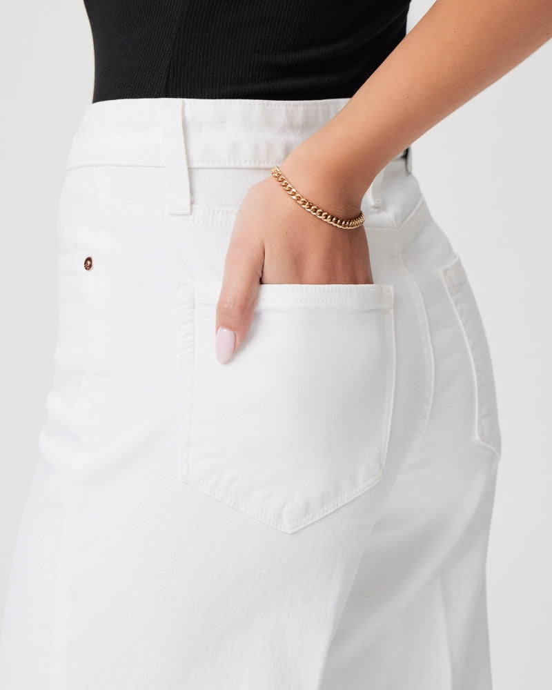 Paige Anessa Raw Hem Pants in Crisp White – flat lay