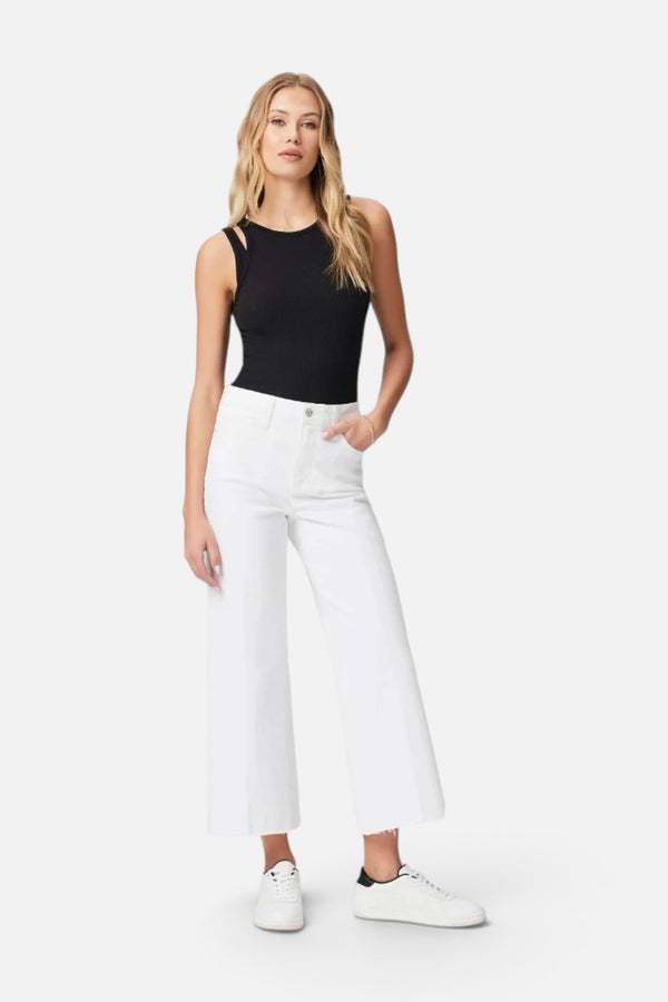 Paige Anessa Raw Hem Pants in Crisp White