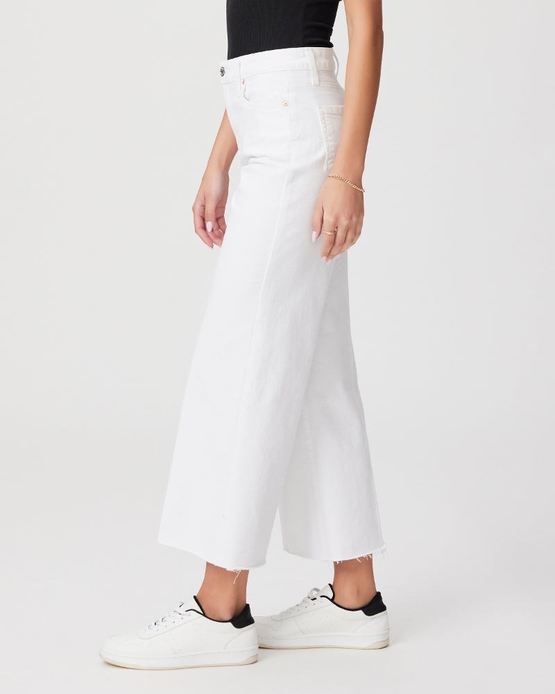 Paige Anessa Raw Hem Pants in Crisp White – side view