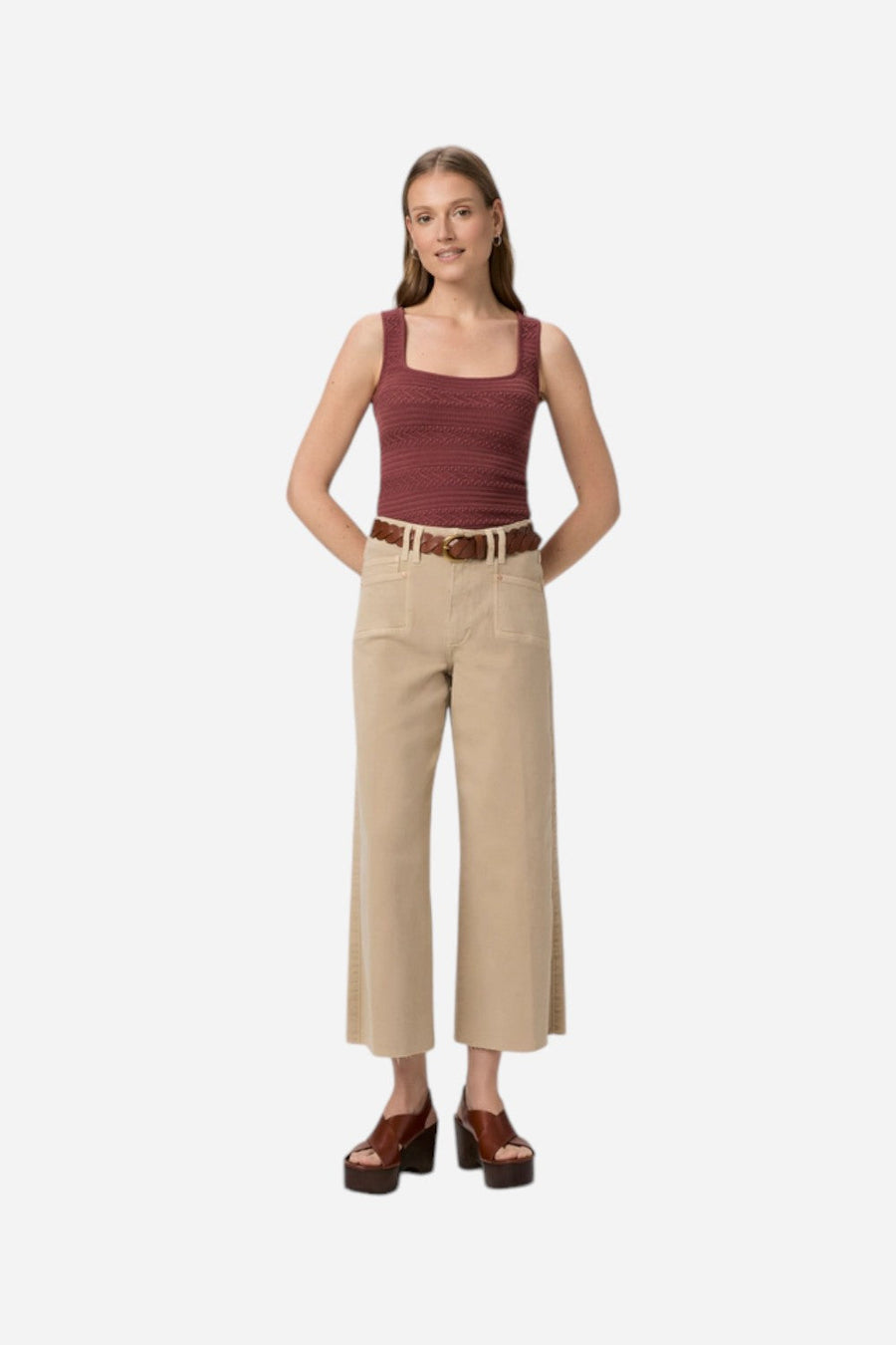 Paige Anessa Wide Leg Jeans in Vintage Soft Sand – alternate