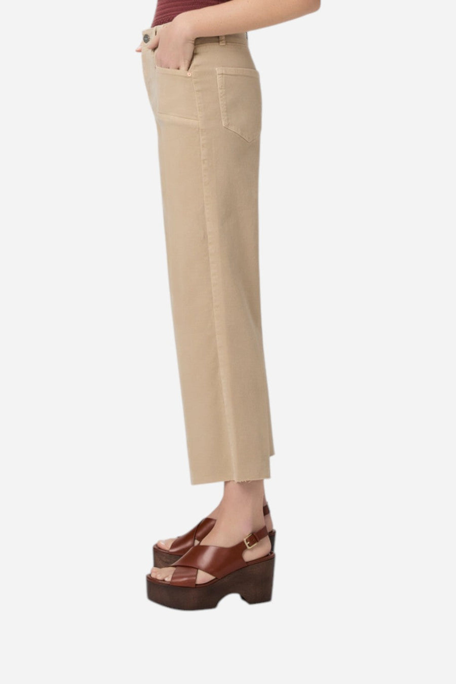 Paige Anessa Wide Leg Jeans in Vintage Soft Sand – back view