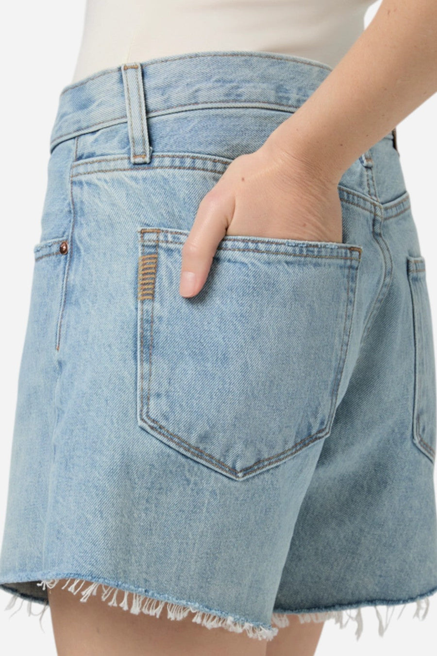 Paige Archie Short in Tayce Distressed – flat lay