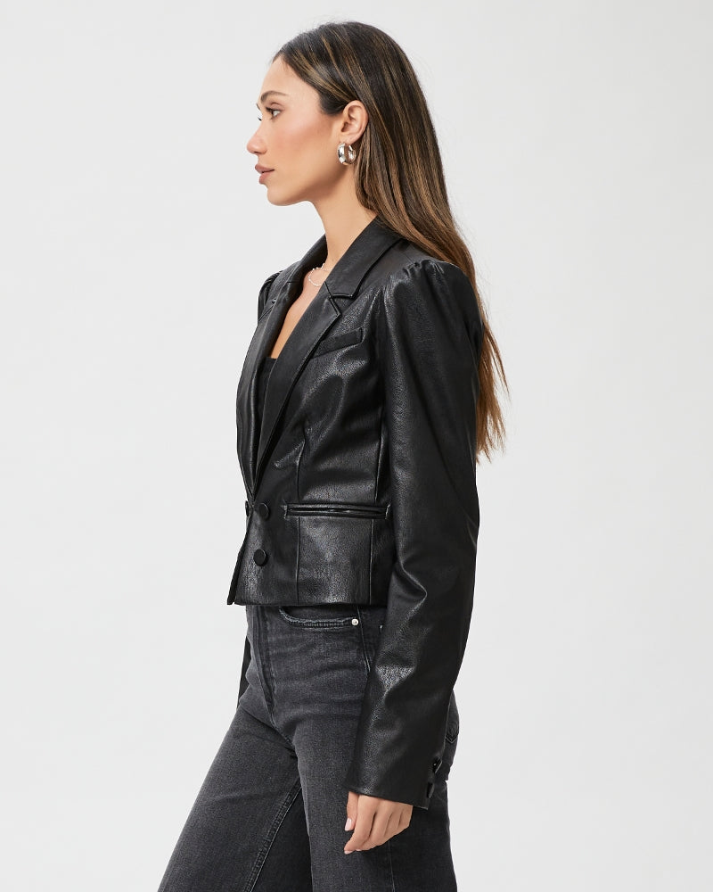 Paige Argentina Blazer in Black Faux Leather – detail