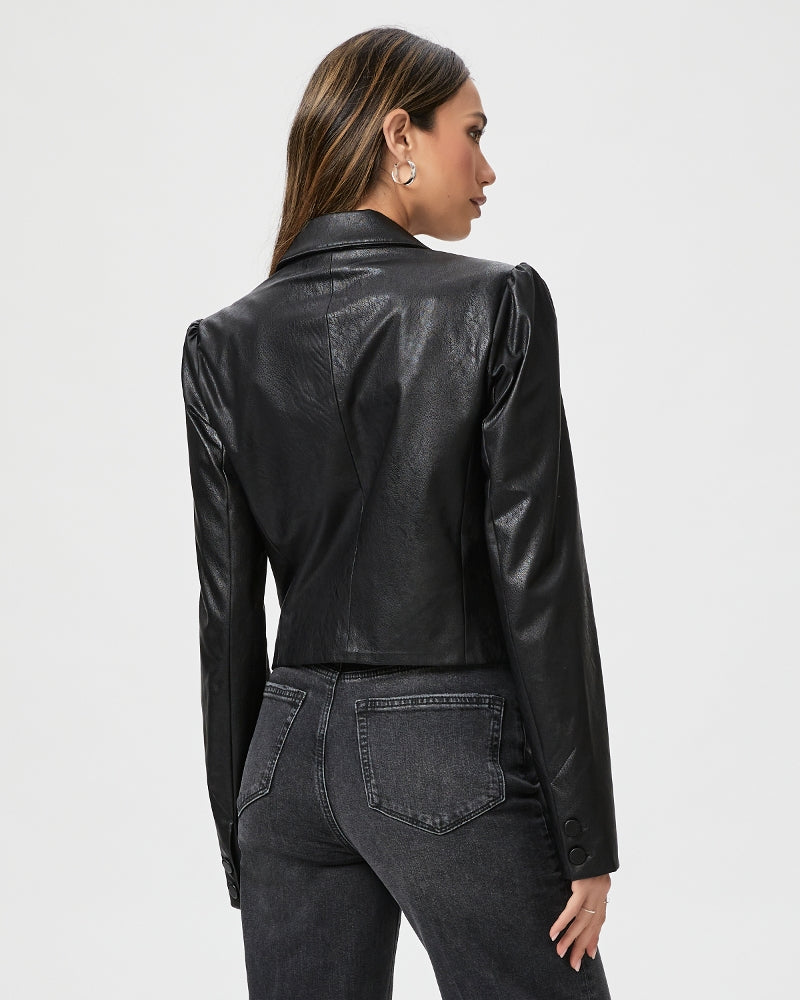 Paige Argentina Blazer in Black Faux Leather – flat lay