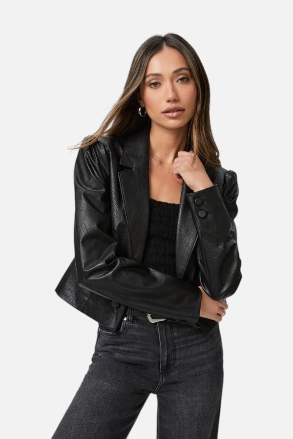 Paige Argentina Blazer in Black Faux Leather