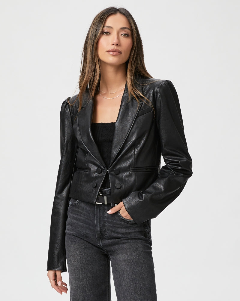 Paige Argentina Blazer in Black Faux Leather – side view