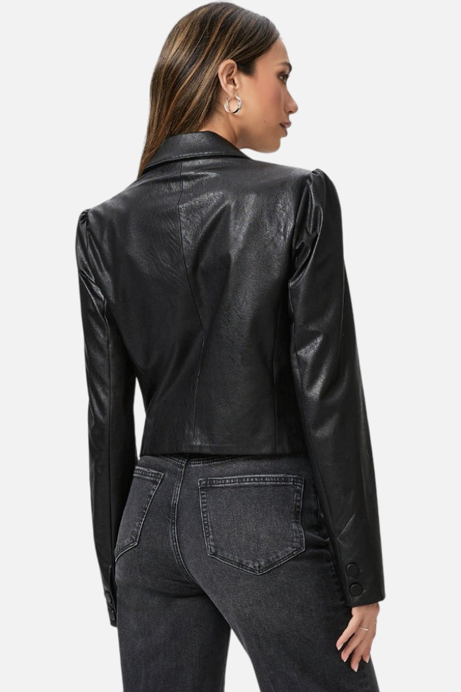 Paige Argentina Blazer in Black Faux Leather – side view