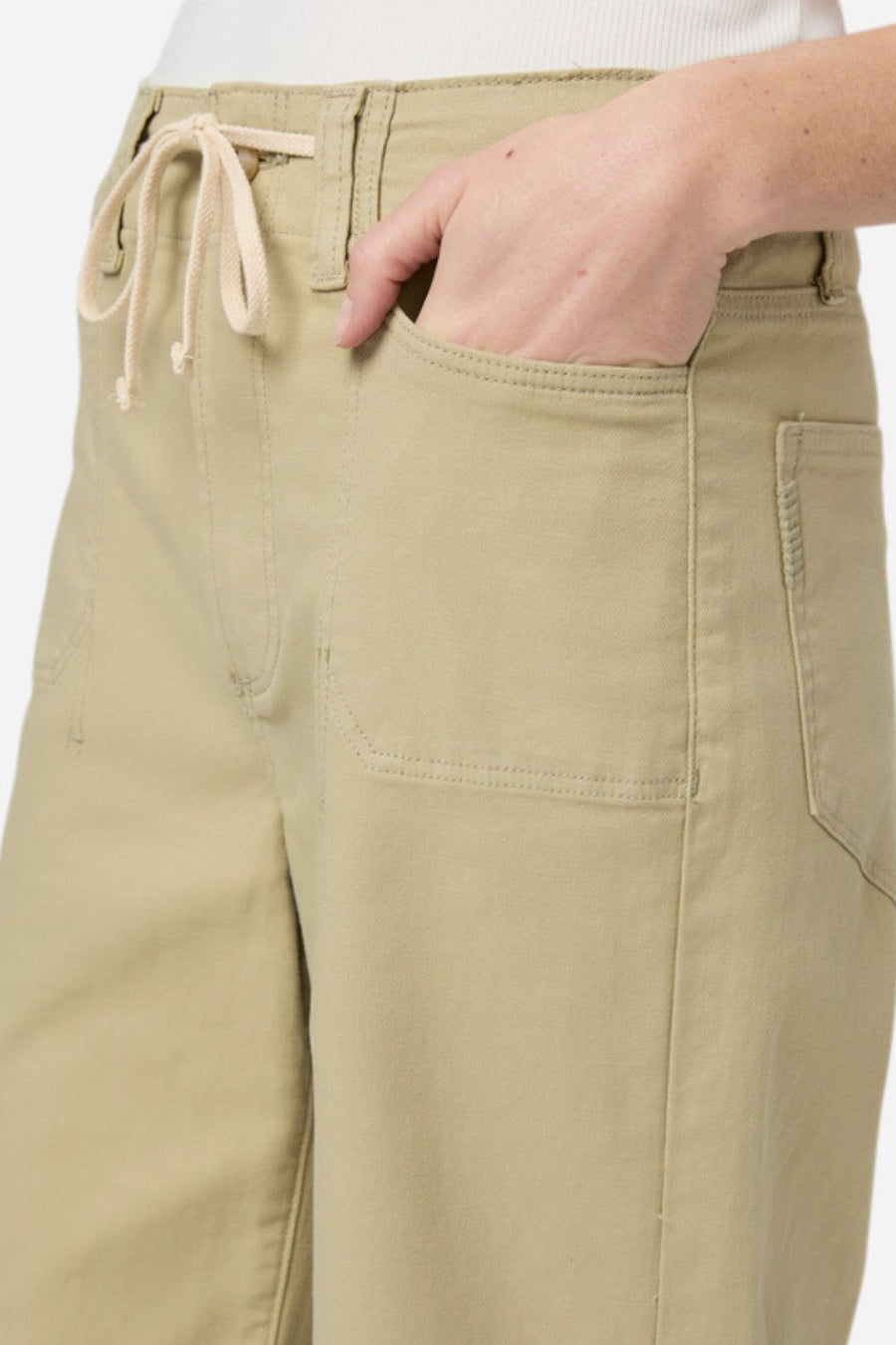 Paige Ari Wide Leg Pant in Vintage Pale Olive – flat lay