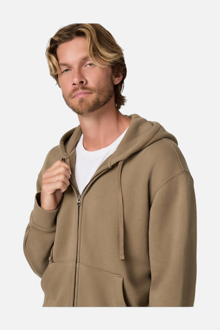 Paige Avon Full Zip Hoodie in Washed Hinoki – detail