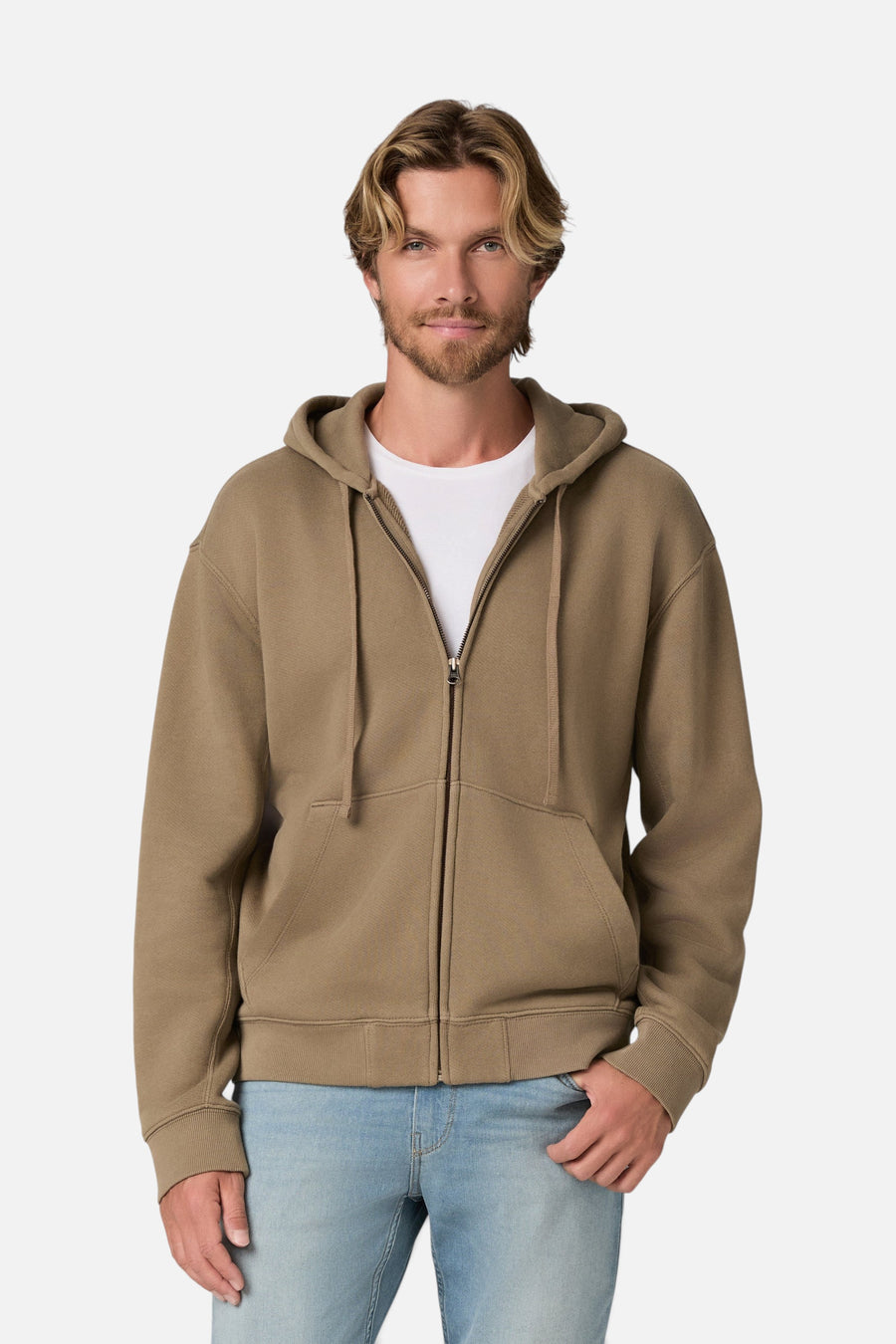 Paige Avon Full Zip Hoodie in Washed Hinoki – front view