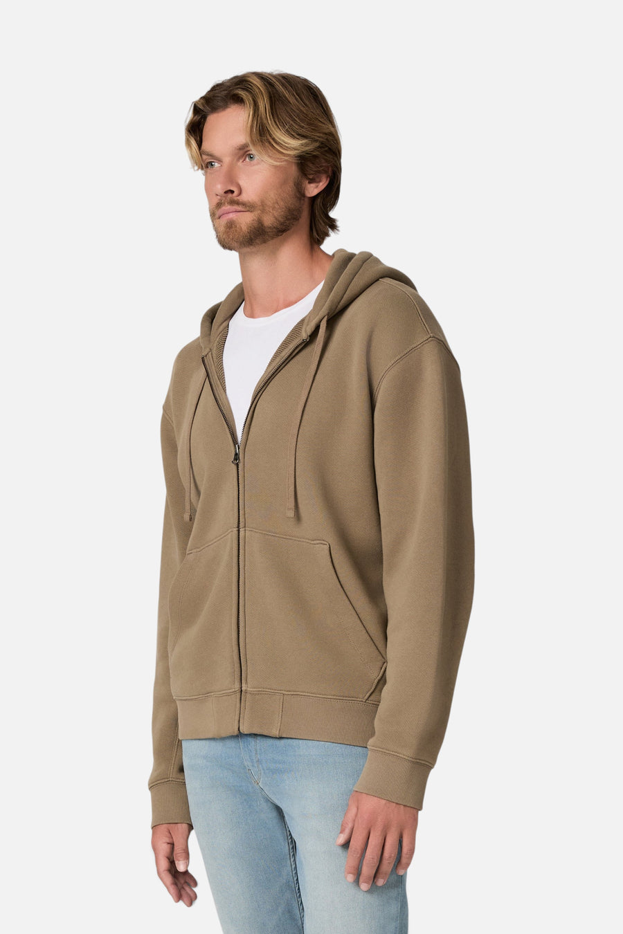 Paige Avon Full Zip Hoodie in Washed Hinoki – side view