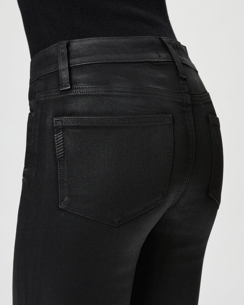 Paige Claudine Pants in Black Fog Luxe Coating – flat lay