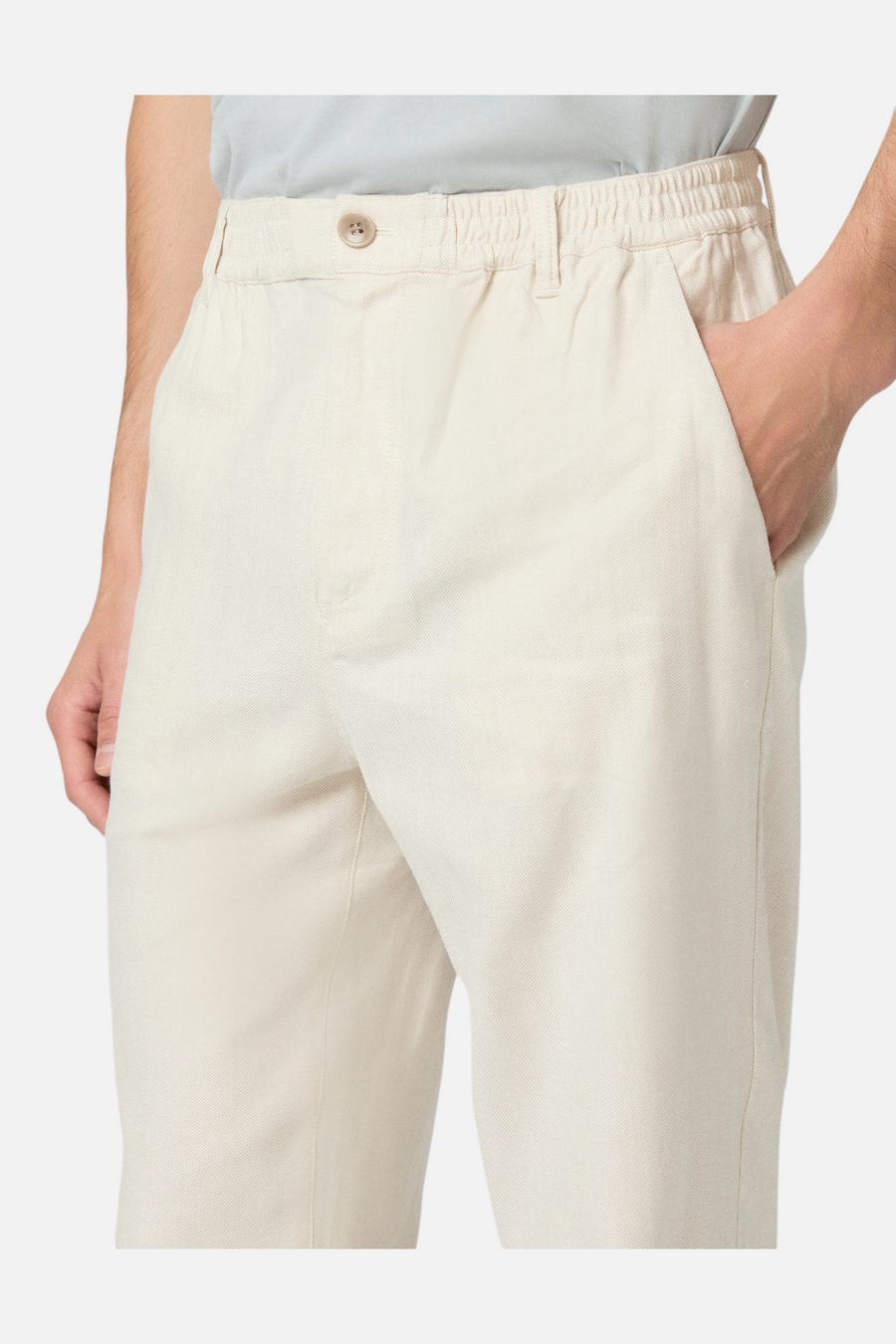 Paige Eberton Pant in Fossil Herringbone – flat lay