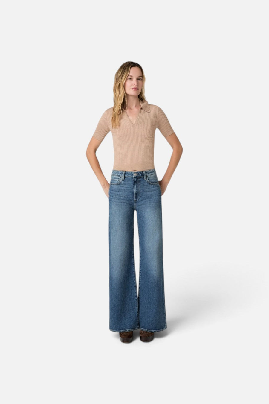 Paige Frances High-Rise Wide Leg 32" Jeans in Serata – back view