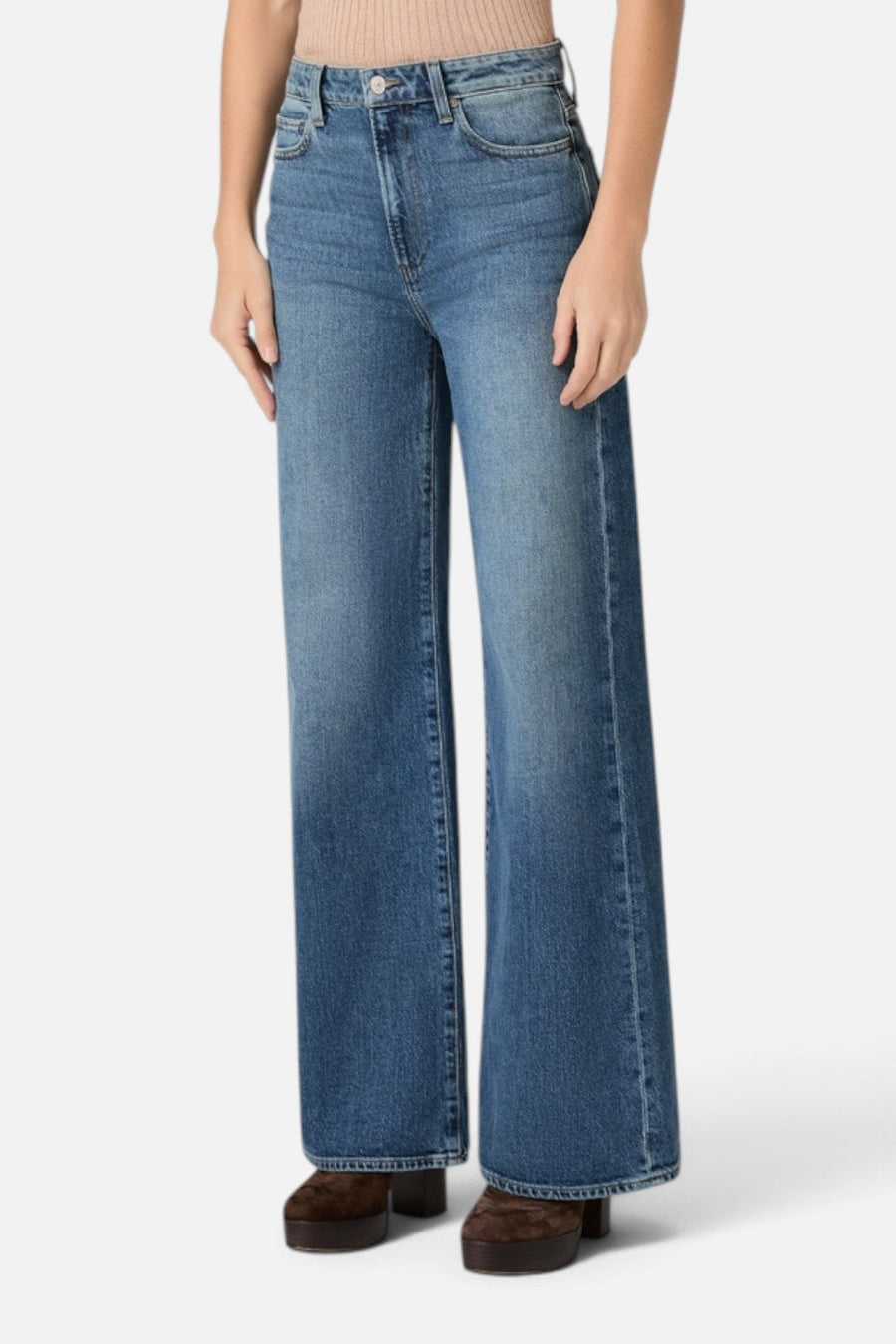 Paige Frances High-Rise Wide Leg 32" Jeans in Serata – side view