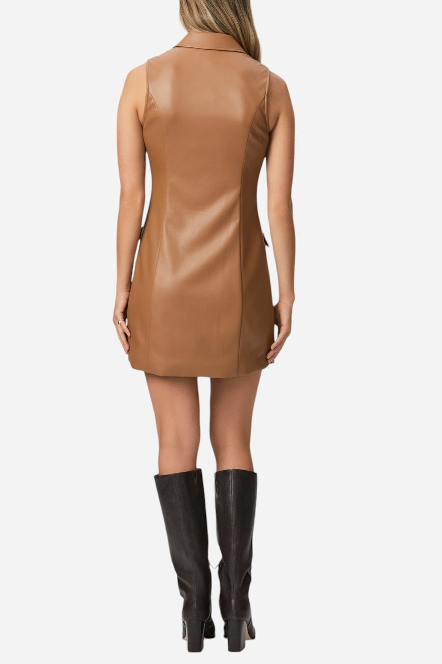 Paige Graciella Dress in Argan Oil Faux Leather – side view