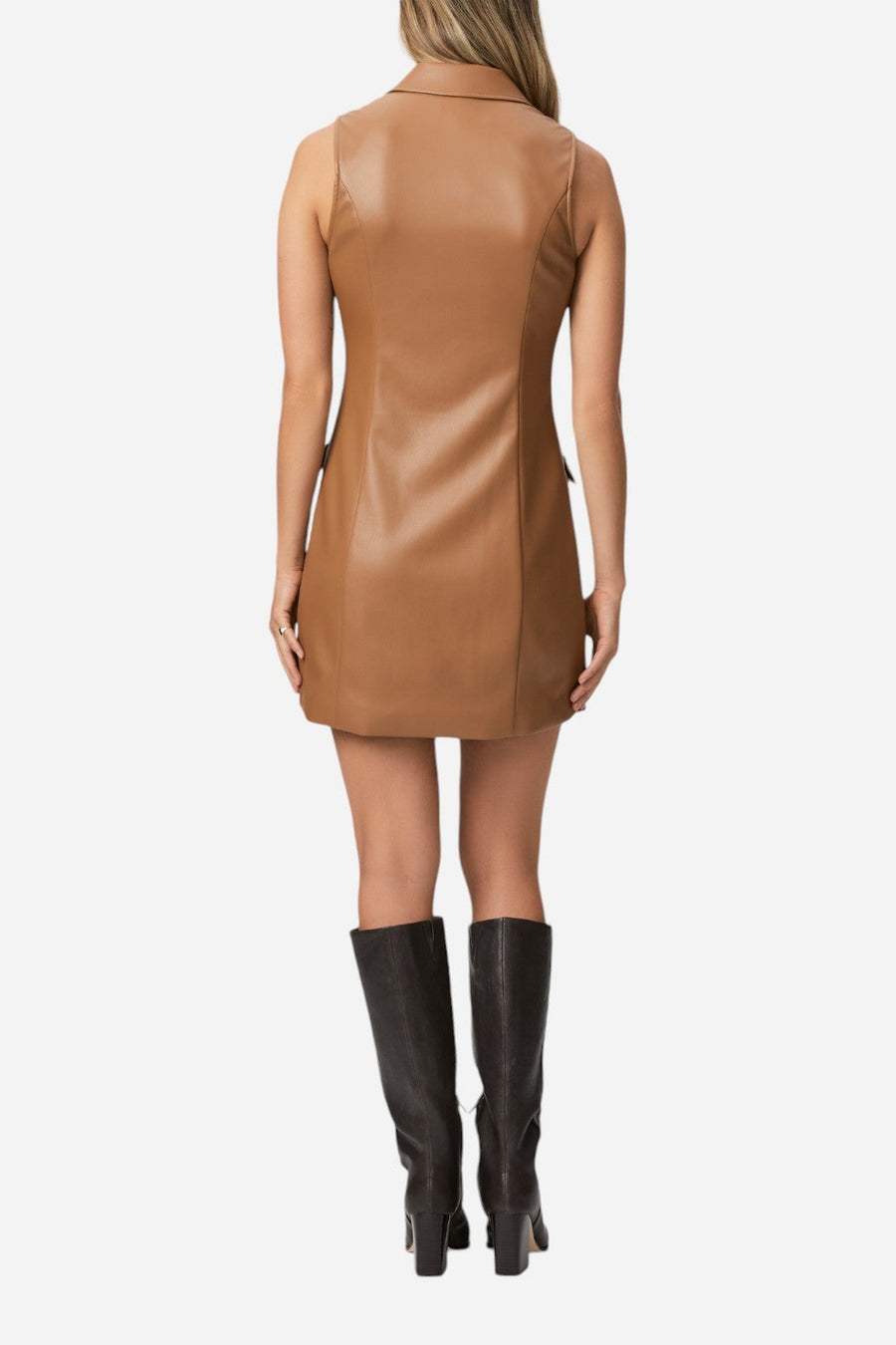Paige Graciella Dress in Argan Oil Faux Leather – on model