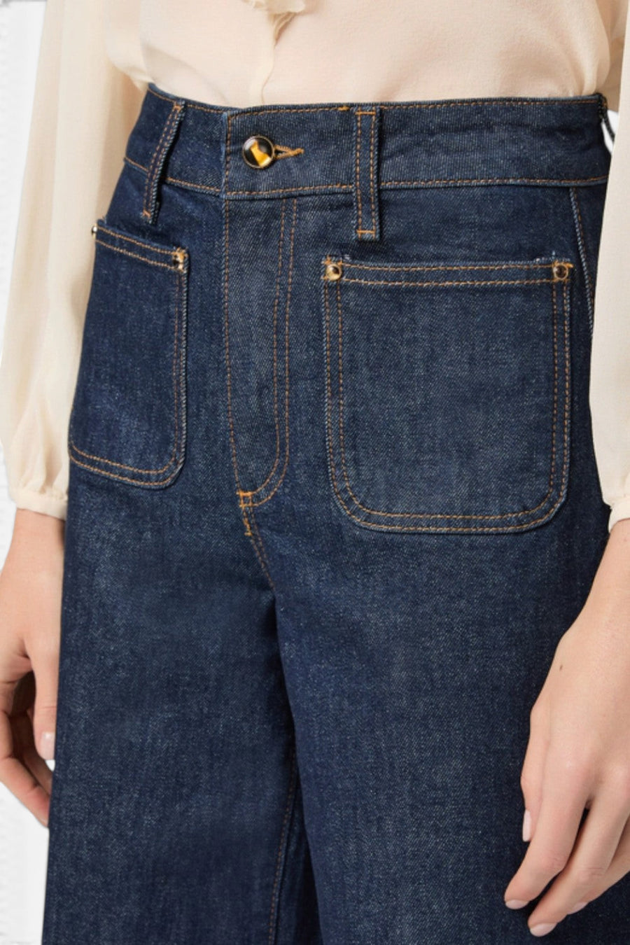 Paige Harper Ankle Wide Leg Jean in Amora – detail