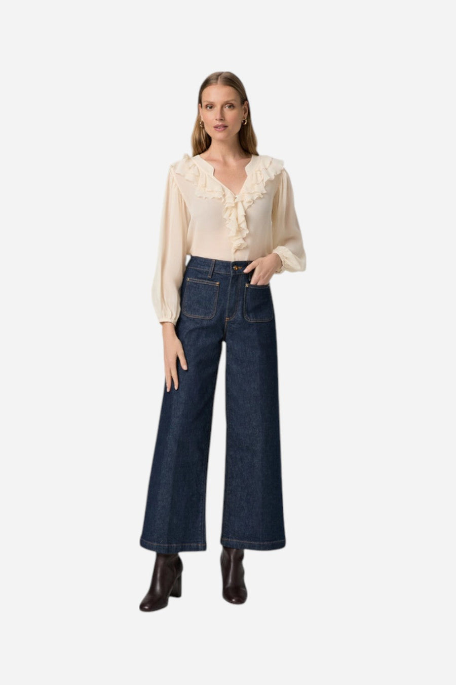 Paige Harper Ankle Wide Leg Jean in Amora – flat lay