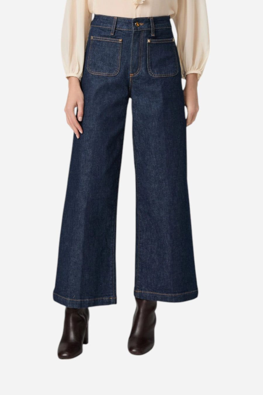 Paige Harper Ankle Wide Leg Jean in Amora – front view