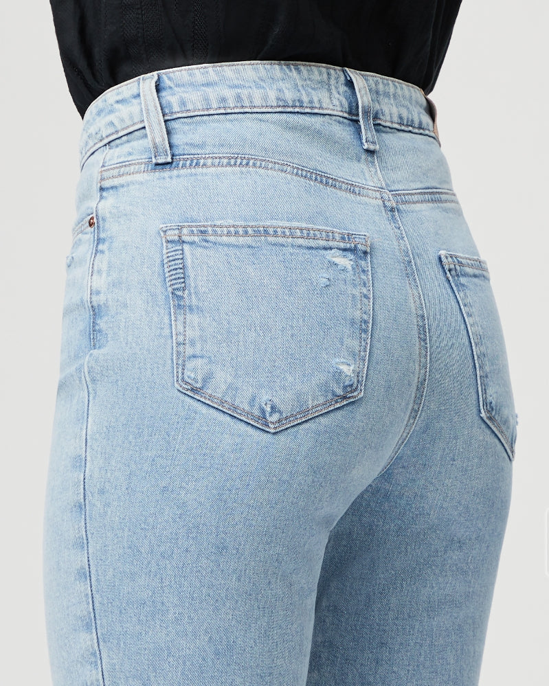 Paige High Rise Brigitte Raw Hem Cuff Jeans in Cori Destructed – back view