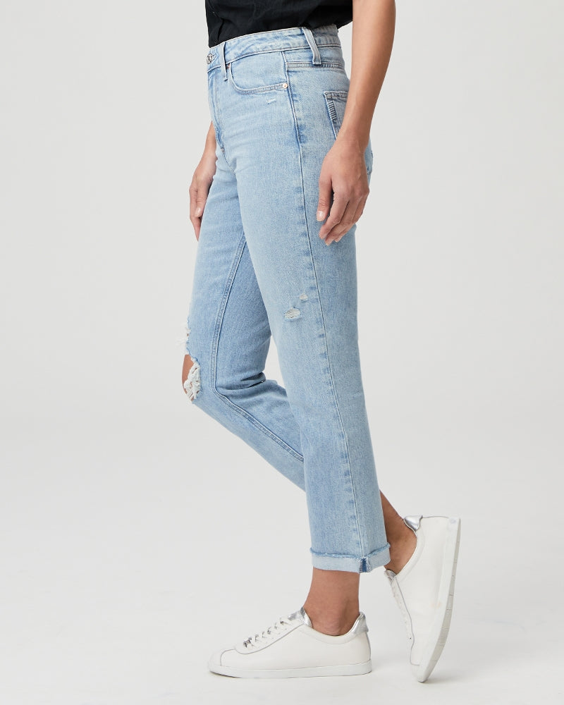 Paige High Rise Brigitte Raw Hem Cuff Jeans in Cori Destructed – detail