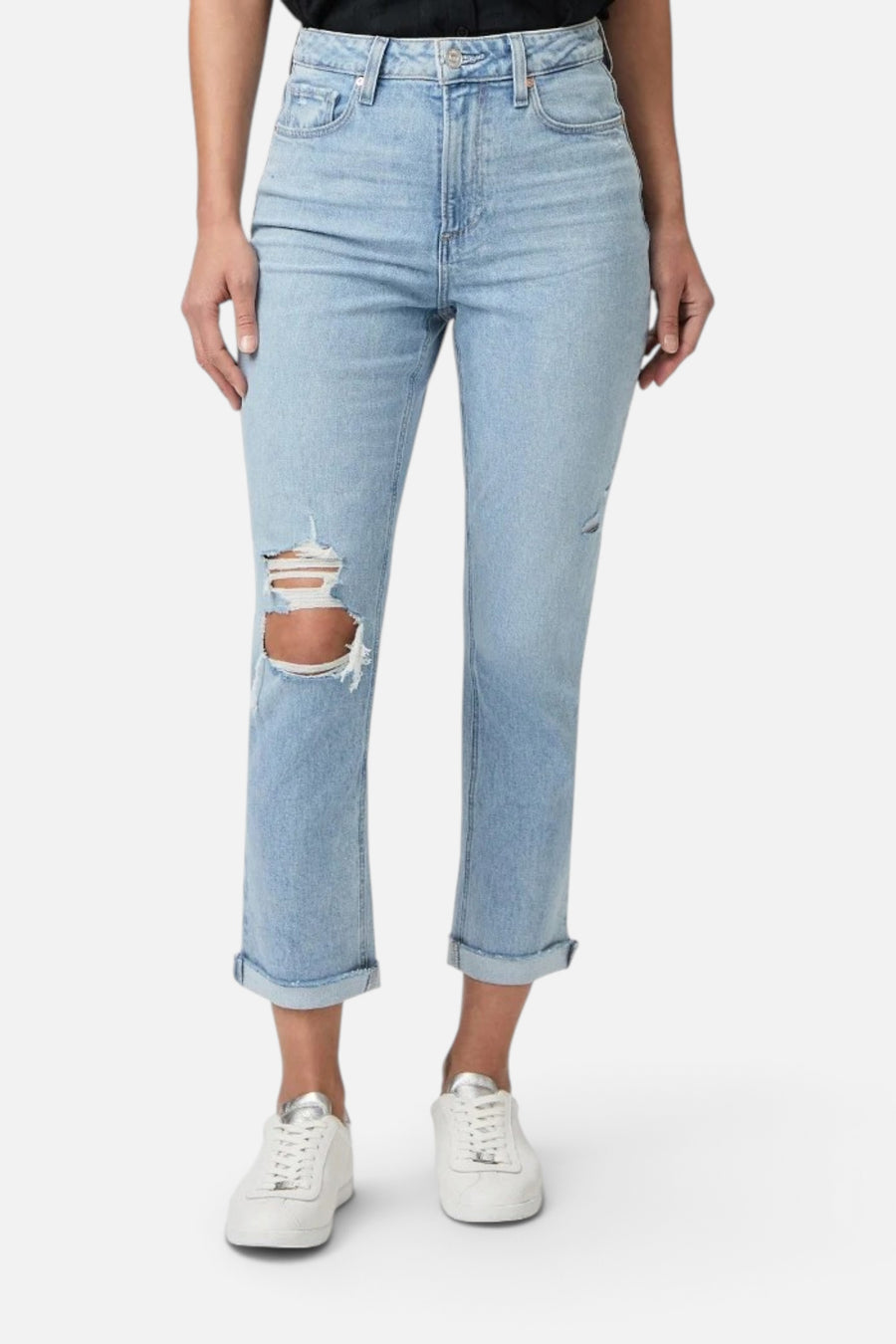 Paige High Rise Brigitte Raw Hem Cuff Jeans in Cori Destructed – front view