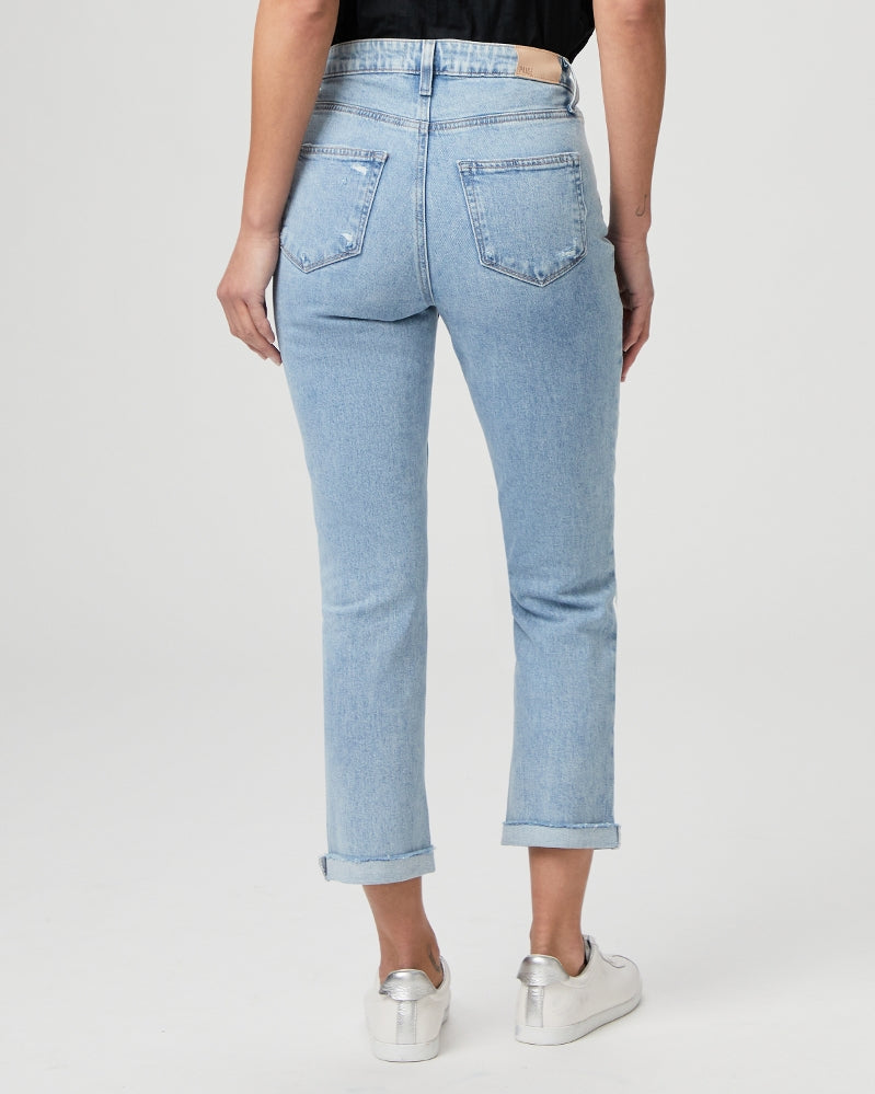 Paige High Rise Brigitte Raw Hem Cuff Jeans in Cori Destructed – side view