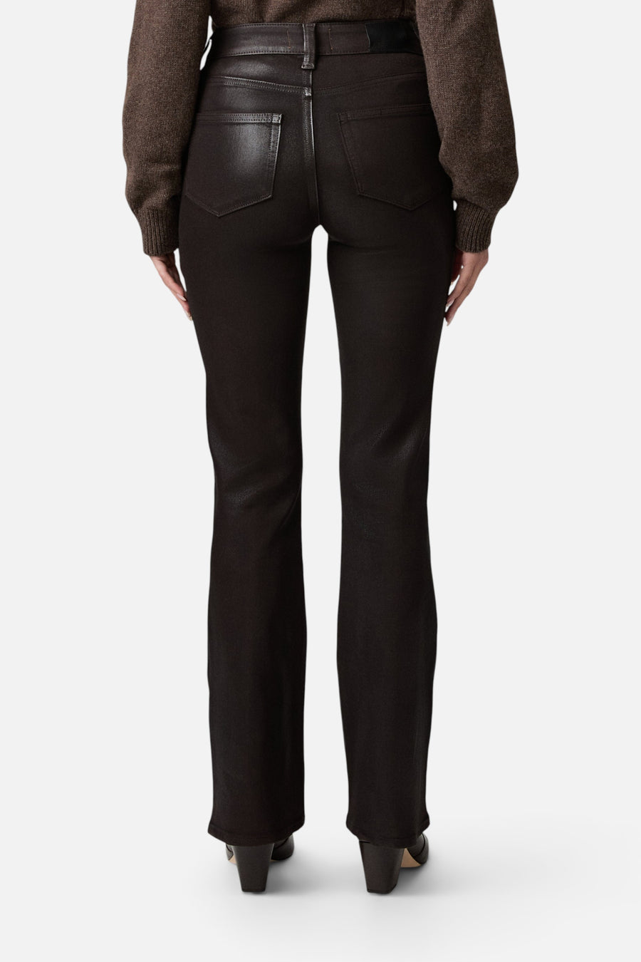 Paige High Rise Laurel Canyon 32" Bootcut Jean in Chicory Coffee Luxe Coating – back view