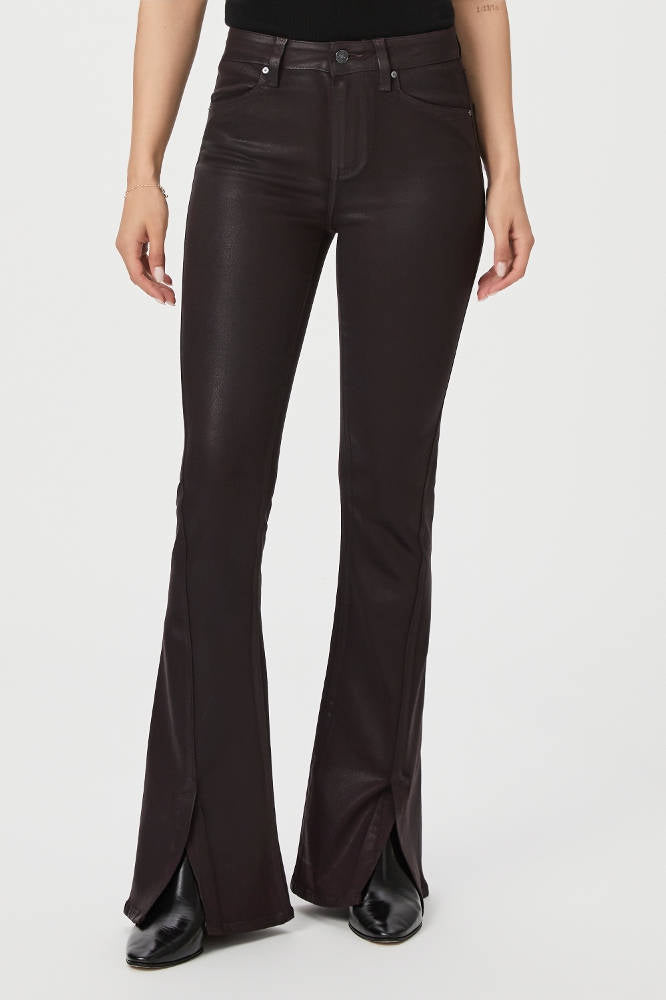 Paige High Rise Lou Lou Pants in Black Cherry Luxe Coating – back view