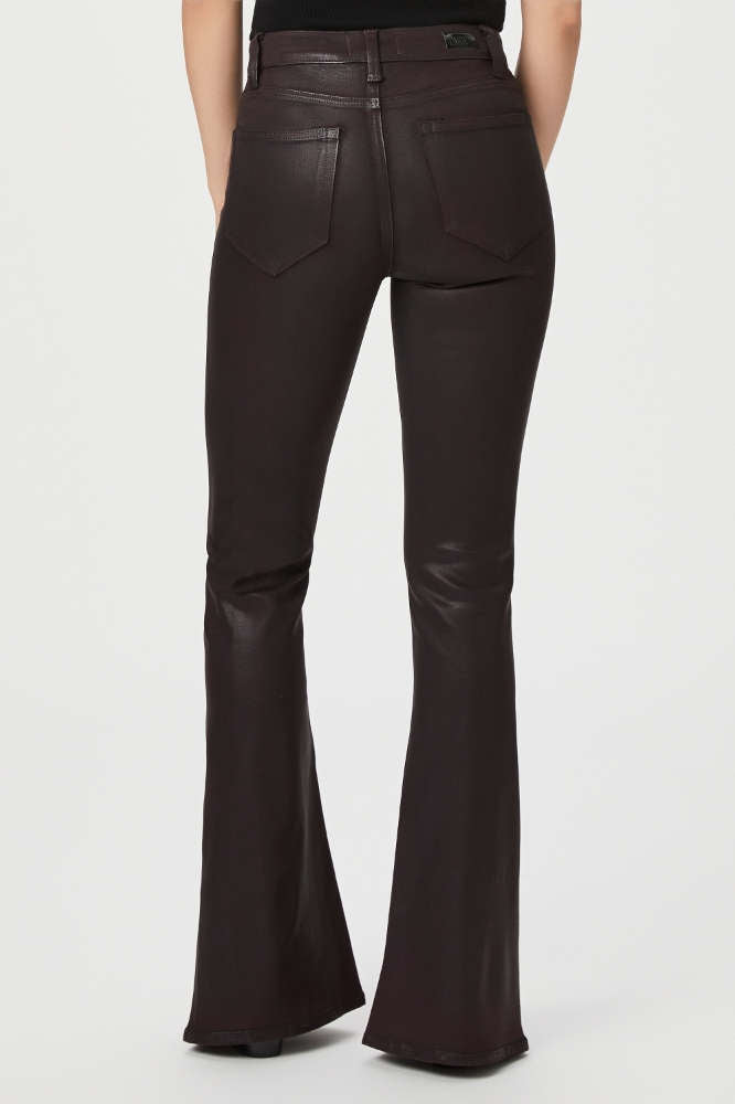 Paige High Rise Lou Lou Pants in Black Cherry Luxe Coating – detail