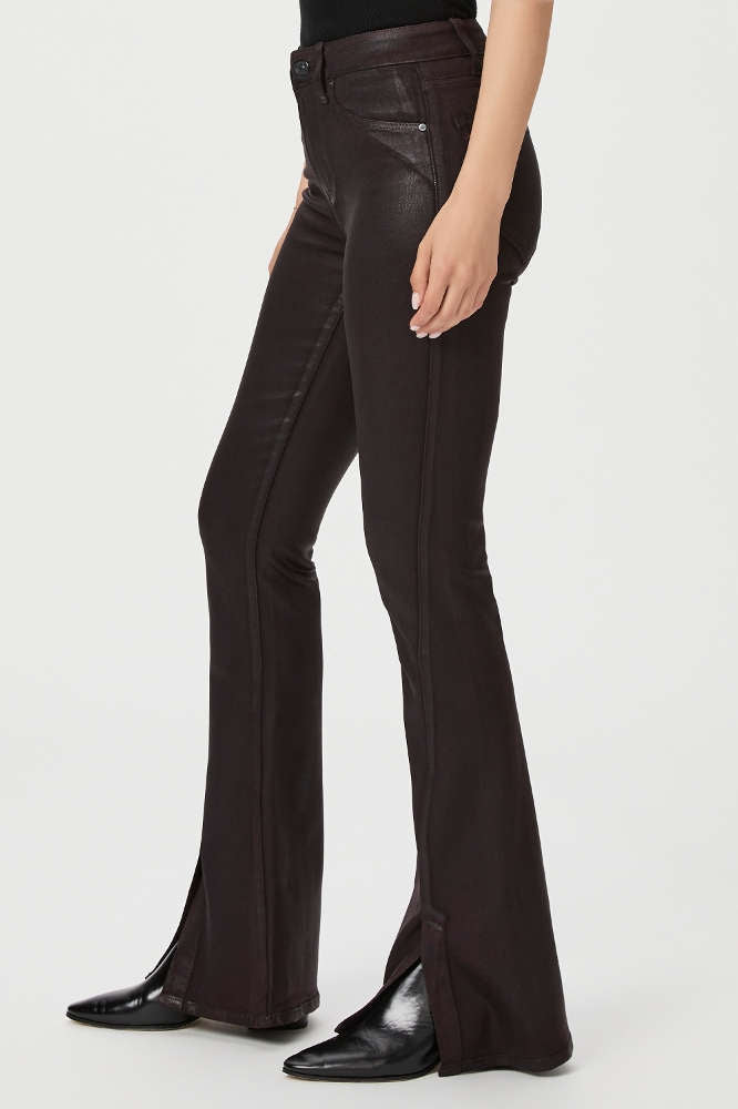 Paige High Rise Lou Lou Pants in Black Cherry Luxe Coating – side view
