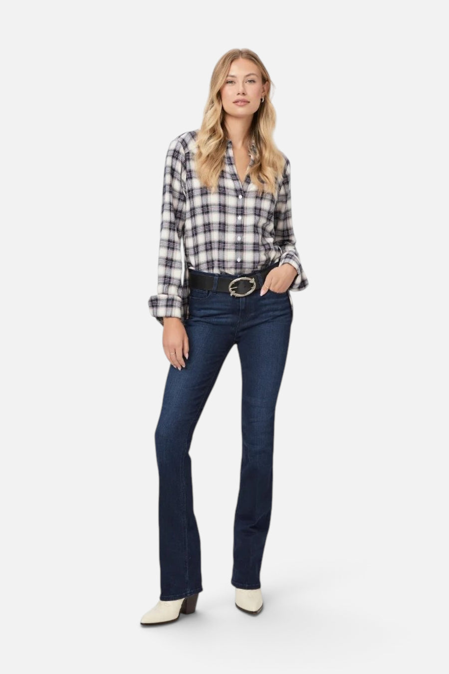 Paige High Rise Manhattan Bootcut Pant in Manifesto – front view